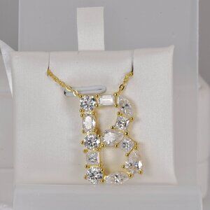 Real Moissanite "B" Diamond all Moissanite Initial Pendant 925 Sterling Silver